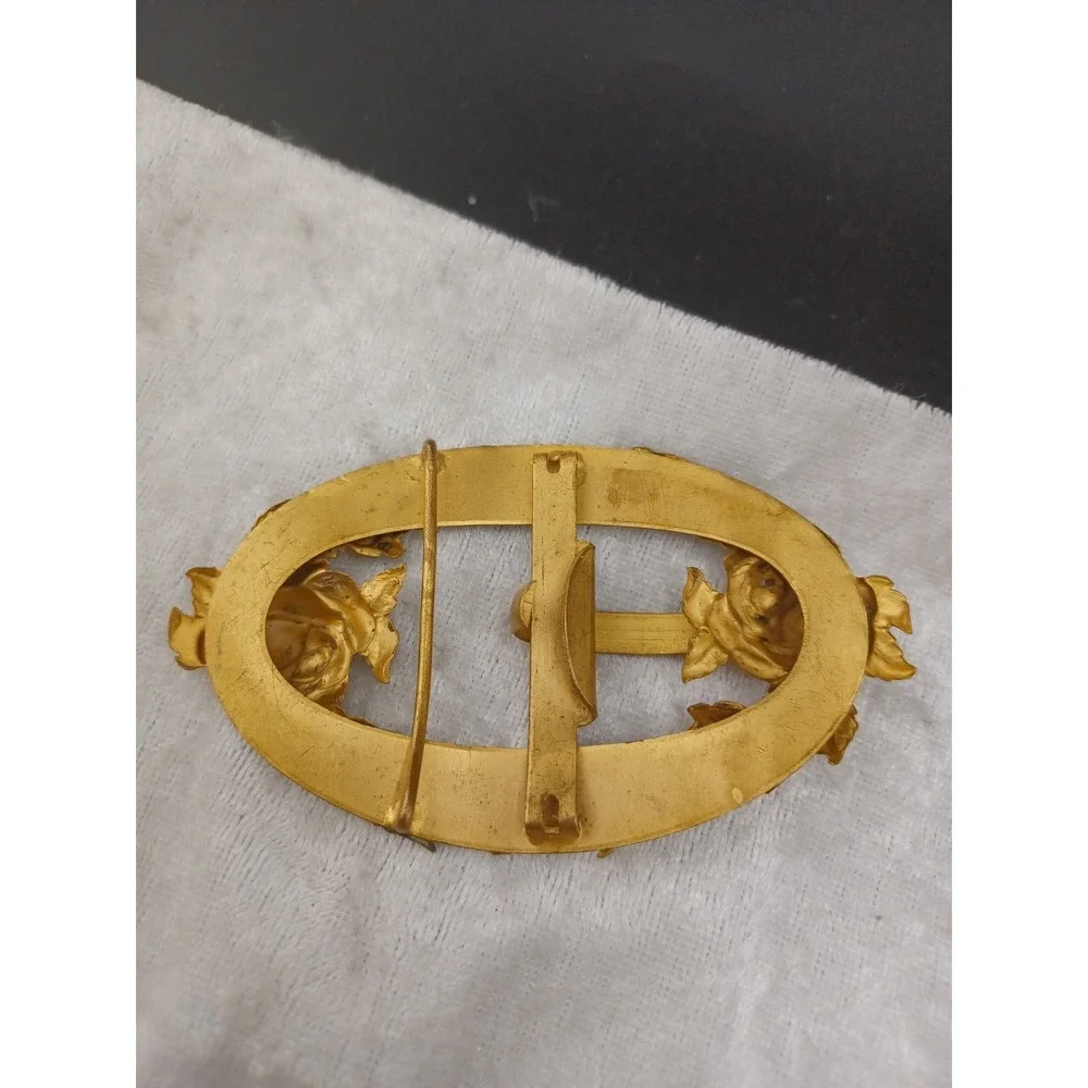 Vintage Sash Buckle Flower Gold Tone‎ Roses